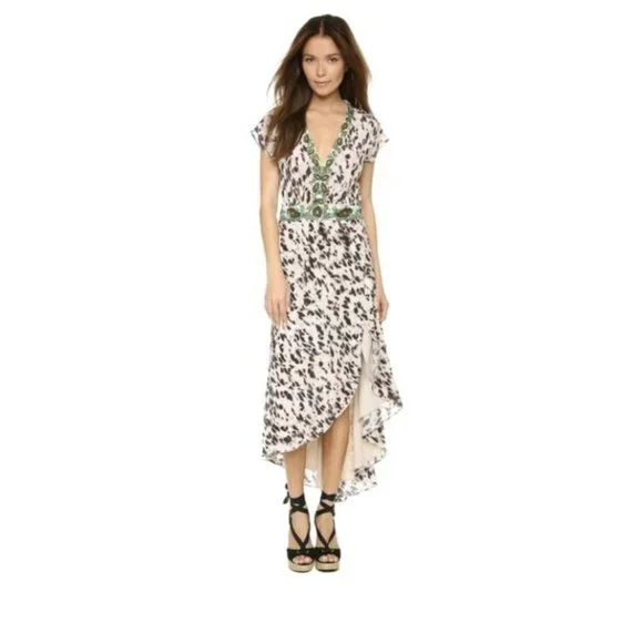 Haute Hippie | Dresses | New Haute Hippie Deep V Embellished Sequin  Asymmetrical Casual Maxi Dress Sz S